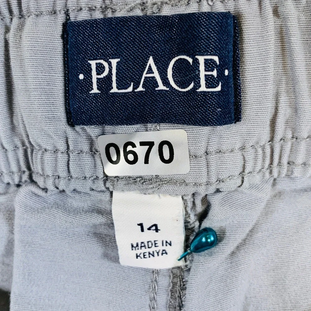 The Children's Place Cargo Joggers Pants BIG BOY Size 14 Gray Adjustable‎ Waist